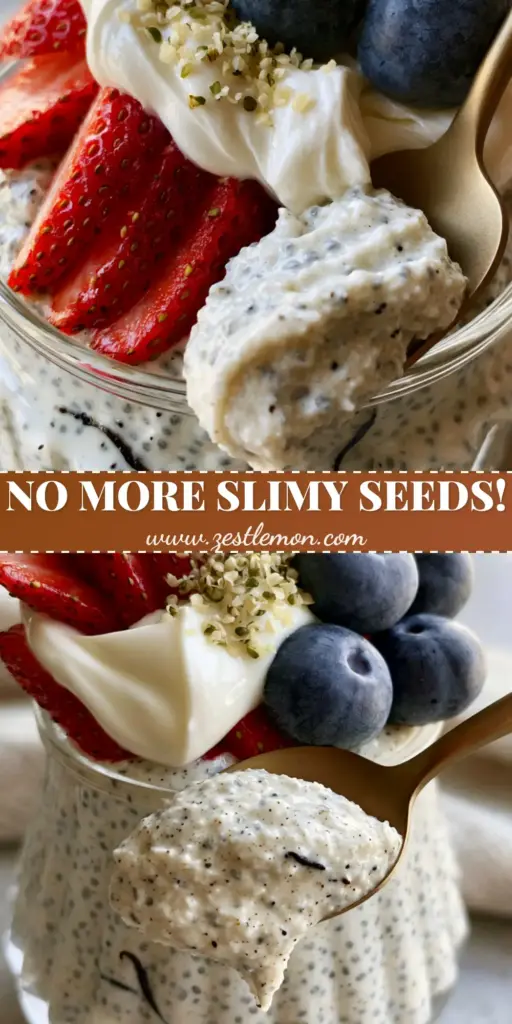 Chia Pudding: How to Make the Thickest, Mousse-Like Vanilla Bean Version 4 A handheld smartphone photo of thick vanilla chia pudding with strawberries and blueberries in a fluted glass. (Chia pudding)