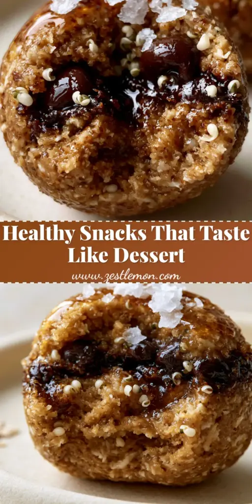 5-minute snacks: Gooey Almond Butter and Chocolate Oat Bites 4 A stack of perfectly round no-bake almond butter energy balls with a honey glaze and sea salt. (5-minute snacks)