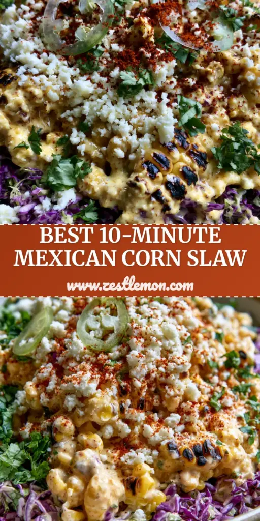 Spicy Corn Slaw: The Ultimate Mexican Street Corn Inspired Cabbage Salad 4 A tall, vibrant serving of spicy corn slaw featuring charred corn, purple cabbage, and a heavy snowfall of cotija cheese.