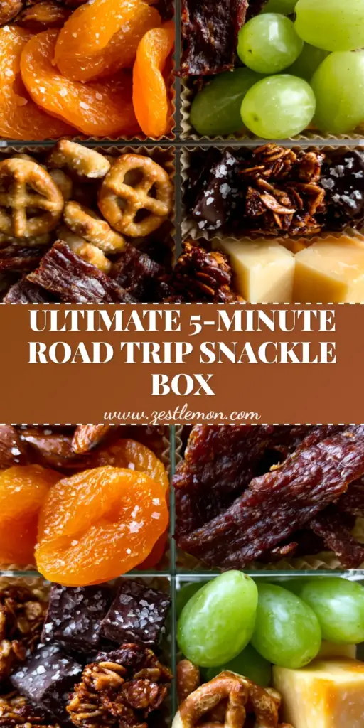 Healthy Road Trip Snacks: The Ultimate High-Protein Travel Box Guide 4 A high-angle shot of an aesthetic clear snack box with compartments filled with healthy road trip snacks like almonds, jerky, and grapes.