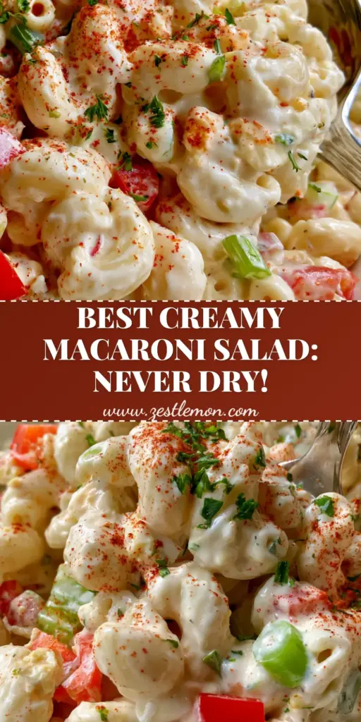 Macaroni Pasta Salad: The Ultimate Ultra-Creamy Classic Recipe 4 A close-up of a creamy macaroni pasta salad in a white ceramic bowl, topped with smoked paprika and parsley. (macaroni pasta salad)