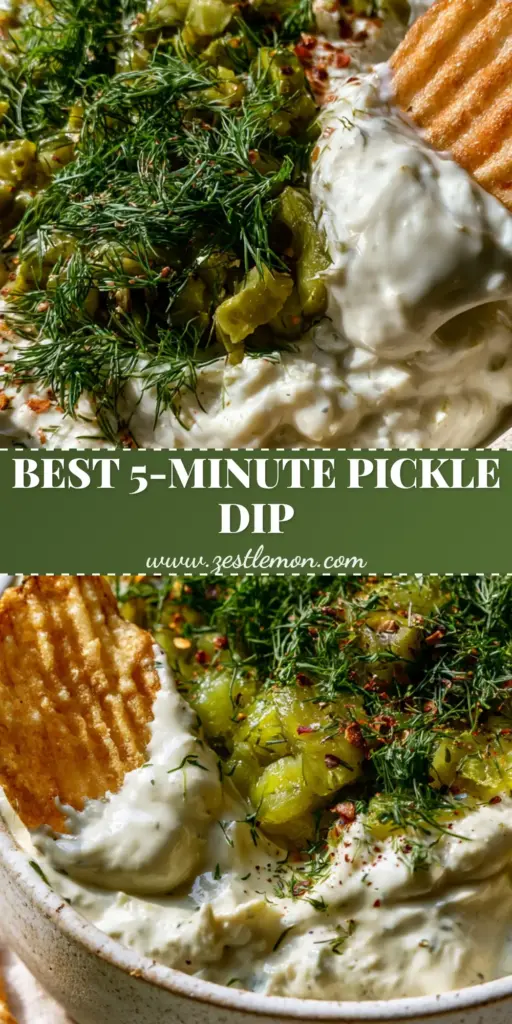 Dairy Free Dill Pickle Dip: The Creamiest Vegan Appetizer You’ll Ever Crave 4 A rustic bowl of thick Dairy Free Dill Pickle Dip topped with fresh dill and red pepper flakes, served with rippled kettle chips. (Dairy Free Dill Pickle Dip)