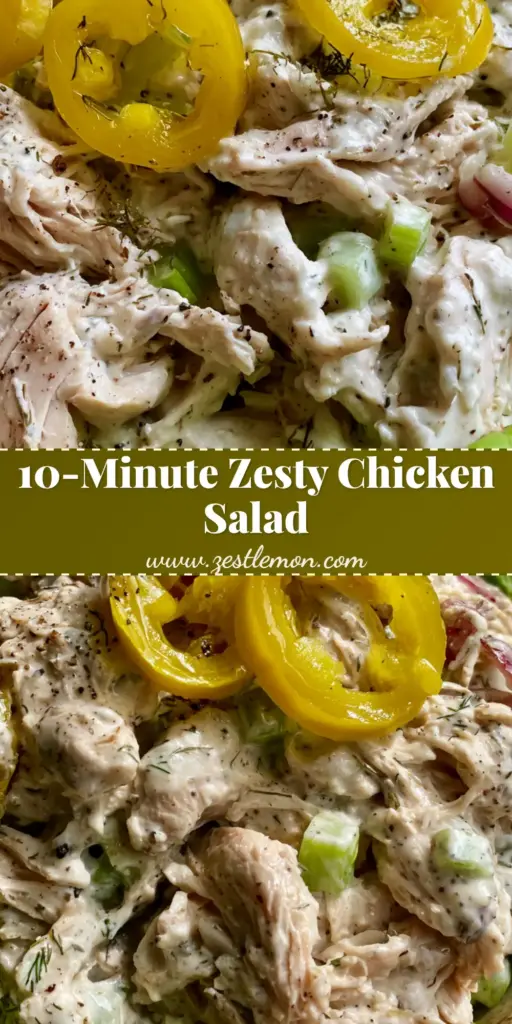 Pepperoncini Chicken Salad: The Zesty 15-Minute Creamy Lunch Wrap 4 A handheld smartphone photo of vibrant Pepperoncini Chicken Salad featuring moist shredded chicken, yellow pepperoncini rings, and fresh herbs in a butter lettuce wrap.