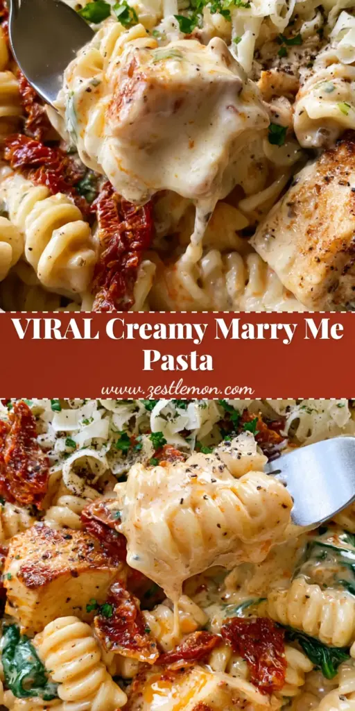 A top-down view of Marry Me Chicken Pasta Salad in a white bowl showing golden chicken and creamy sauce. (Marry Me Chicken Pasta Salad)