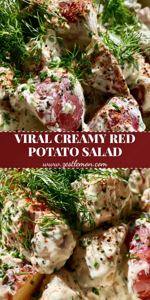 Potato Salad Recipes: The Ultimate Creamy Red Potato Salad with Fresh Dill 4 A close-up of a rustic bowl filled with gourmet red potato salad featuring dill, chives, and smoked paprika. (potato salad recipes)