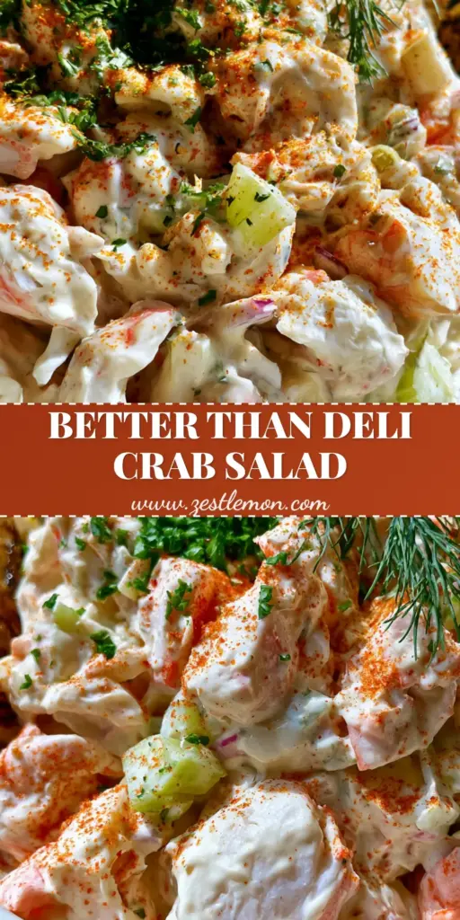 A creamy Crab Salad served in a textured white bowl on an oak table, garnished with Old Bay, parsley, and a charred lemon wedge.
