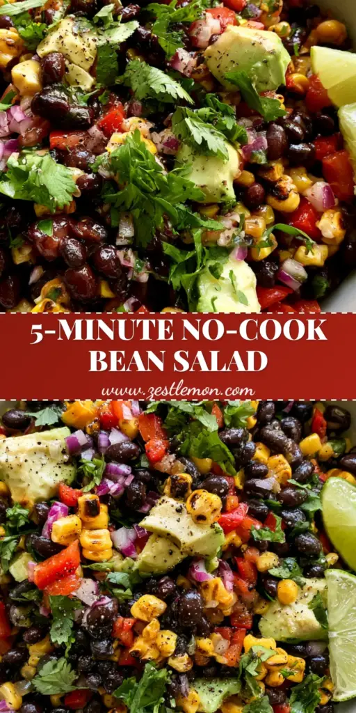 Southwest Bean Salad with Charred Corn and Lime Vinaigrette 3 A vibrant southwest bean salad in a matte white bowl featuring charred corn and glossy black beans on a gray stone background.