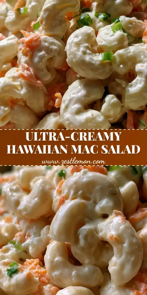 Hawaiian Macaroni Salad: The Authentic Creamy Plate Lunch Classic 4 A perfect scoop of Hawaiian macaroni salad showing the glossy dressing and orange carrot shreds in a neutral bowl.