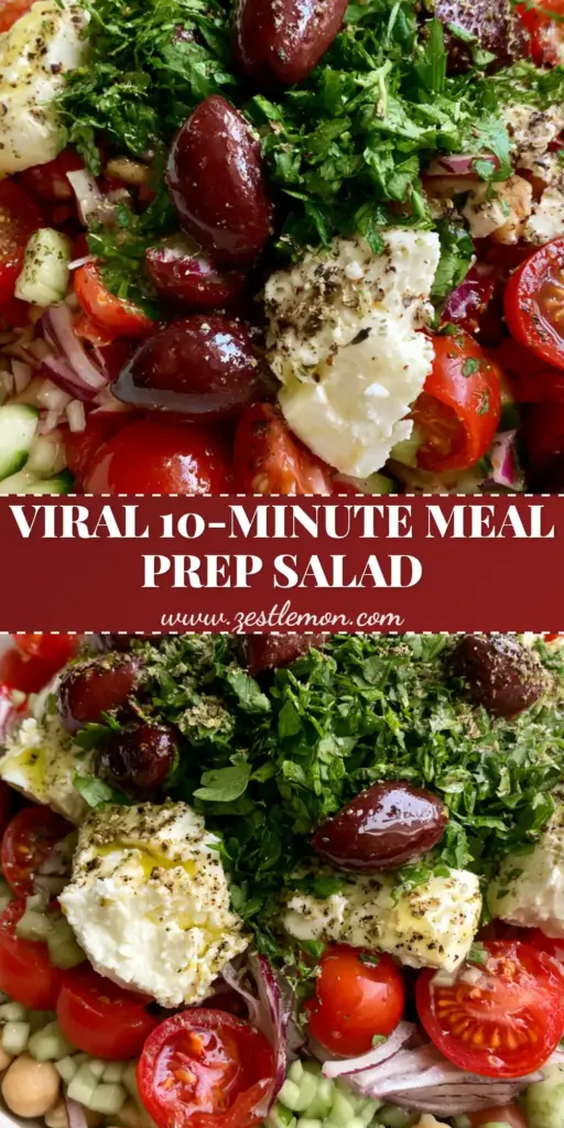 Salad recipes: The Ultimate Mediterranean Chickpea and Feta Chopped Bowl 4 A high-angle shot of a vibrant Mediterranean chopped salad with chickpeas, cucumbers, and feta in a white bowl. (Salad recipes)