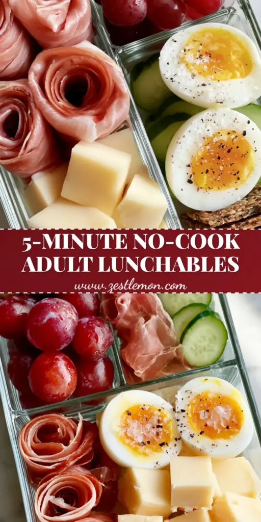 Adult Lunchable Ideas: The Ultimate Gourmet Bistro Box 4 A professional bento box featuring prosciutto rosettes, aged cheddar, jammy eggs, and fresh grapes as part of gourmet Adult Lunchable Ideas.