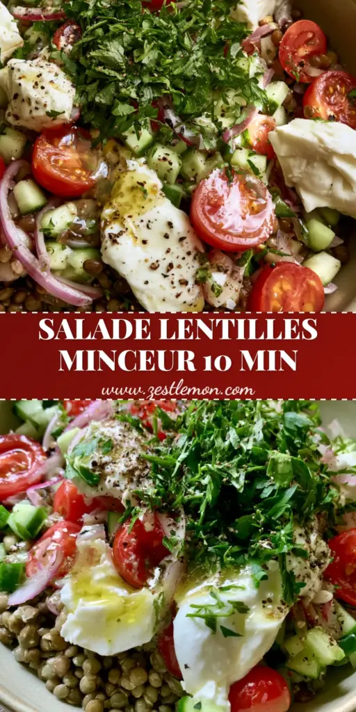 Salade de lentilles: The Ultimate Mediterranean Protein Bowl 3 A vibrant Salade de lentilles in a matte beige bowl featuring green lentils, red onions, and rustic feta cheese crumbles.