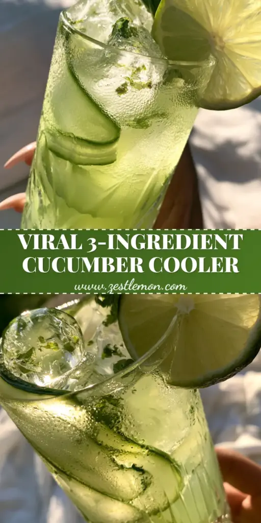 A tall highball glass featuring spiraled cucumber ribbons and mint-infused ice for Cucumber cooler cocktails.
